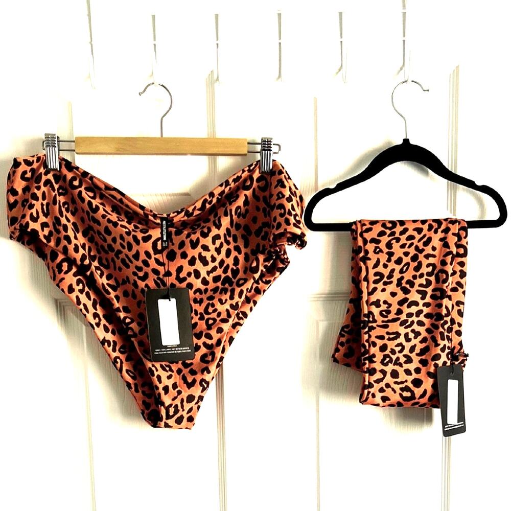 NWT Bikini Set, Orange Leopard Print, Mob Wife, Summer, Size 22 Top, 20 Bottom